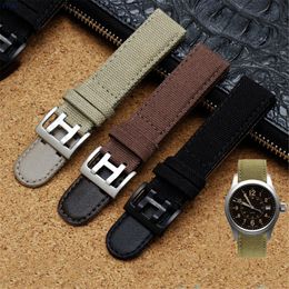 Watch Bands 20mm 22mm Genuine Leather Nylon Canvas Strap for Khaki Field H6893 H760250 h77616533 Band Bracelet 230811