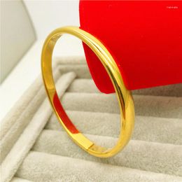 Bangle Real Gold Vietnamese Sarge Bracelet Women Simple Open Smooth Long Lasting Colour Euro Copper Plated Jewellery