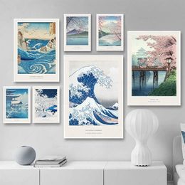 Canvas Painting Japan Style Wave Wall Art Nordic Landscape Posters And Prints Wall Pictures For Living Room Home Decor No Frame Wo6