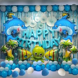 Other Event Party Supplies Shark Sea Birthday Party Balloons Backdrop Decorations Marine Ocean Animals Themed Fish Balloon Birthday Party Supplies Decor 230810