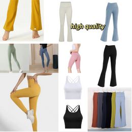 Lululemens Donne Nuovo stile N.1 Leggings Fleare Fitness Yoga Pants Sports Yoga Pantaloni casuali Lululemen Domenne Linen Pantaloncini di lino Yoga Shorti divisi ad alta qualità di alta qualità