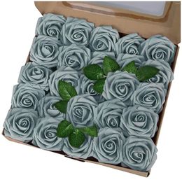 Decorative Flowers DIY 25 Box Simulation Illustration Wedding Home Gift Flower Decoration Bouquet Festival Pc Rose Pink Peony Artificial