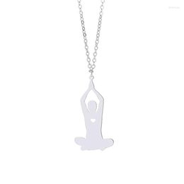 Pendant Necklaces Wholesale Trendy Yoga Necklace Stainless Steel Heart Women Fashion Jewellery Gift 12pcs/lot
