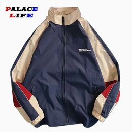 Mens Jackets Hip Hop Windbreaker Jacket Spring Patchwork Colour Block Sportswear Coats Women Fashion Loose Thin College 230810