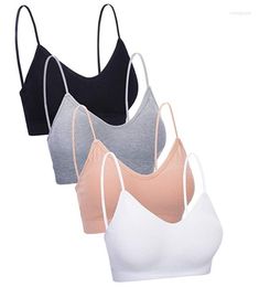 Women's Tanks Oversized Bra With Chest Cushion Inner Wrapped Vest Suspender Spaghetti Strap Back