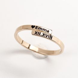 Wedding Rings Personalized Letter Ring 925 Silver Custom Name Initial Jewelry Tarnish Resistant 14k Gold Filled Women 230811