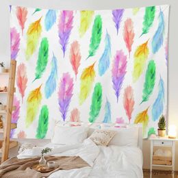 Tapestries Bedroom Living Room Tapestry Home Decor Pink Feather Tapestry Feather Print Tapestry Background Decor R230811