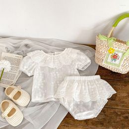 Clothing Sets MILANCEL 2023 Summer Baby Set Lace Collar Tee And Solid Bloomer 2 Pcs Girls Suit