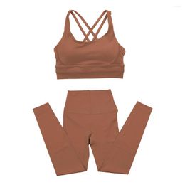 Active Sets Yoga Set Gym Top And Leggings Women Sportswear Crop High Waist Tracksuit 2 Piece Outfits Workout