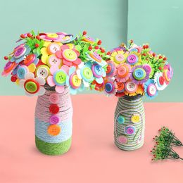 Decorative Flowers DIY Button Bouquet Material Kit Teachers' Day Children's Handmade Making Kindergarten Handcraft Gift Flower