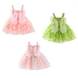 Girl Dresses Princess 3D Butterfly Toddler Baby Girls Dress Ruched Sleeveless Mesh Layered Cami Summer Beach Wedding Party