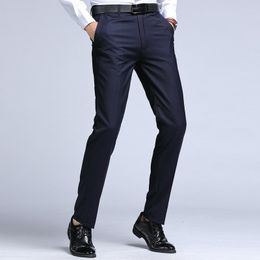 Men's Pants 2023 Brand Suit Business Black Slim Straight Formal Wear Casual