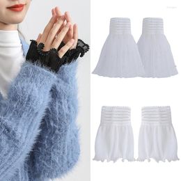 Knee Pads 1Pair Pearl Lace Mesh Fake Flared Sleeves Double Layer Arm Cover Elbow Sleeve Cuff Scar Gloves Sweater Blouse Wrist Warmer