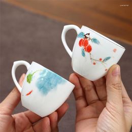 Cups Saucers Ceramic Hand Painted Tea Cup White Porcelain Master Creative Water Mug With Handle Office Teacups Chinese Drinkware