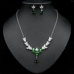 Necklace Earrings Set Zirconia Jewellery High Quality Crystal Pendant Earring For Bridal Dress Accessories Party Dress-up