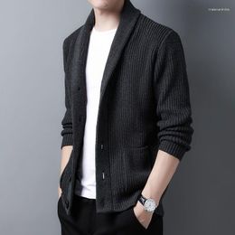 Men's Sweaters Spring Autumn 2023 Fashion Business Casual V-neck Knitted Cardigan Male Korean Solid Color Sweater Jacket Coats C55