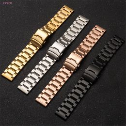 Watch Bands 1819202122232425mm Solid Stainless Steel Watch Band Metal Folding Buckle Strap Men Women Universal Bracelet Accessories 230810