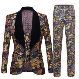 Men's Tracksuits Suit Spring And Autumn Gothic Punk Style Jacquard Iris Design Slim Ball Plus Size