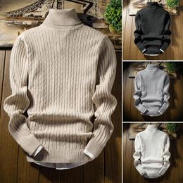 Men's Sweaters Men Fall Winter Twist Knitwear Turtleneck Sweater Bottoming Shirt High Collar Solid Color Warm Casual Knitting Pullovers Tops