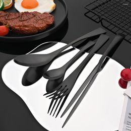 Dinnerware Sets 6Set/24Pcs Black Matte Cutlery Set Dinner 304 Stainless Steel Knife Fork Spoon Western Flatware Resturant