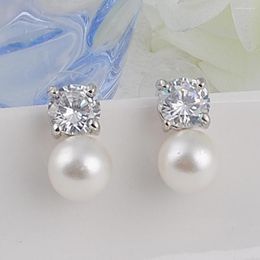 Stud Earrings Female CZ Crystal Charm Flower Pattern Pearl Long Vintage Earring For Women Wedding Party Jewelry 2023