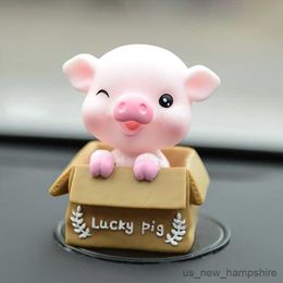 Decorations Pink Piggy Toys Accessories Interior Auto Decoration For Home Cartoon Dolls Cute Car Ornaments Gifts Figures R230811