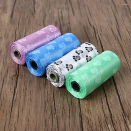 Dog Apparel 5 Rolls Practical Degradable Useful Pick Up Doggy Printing Pet Waste Clean Pooper Bags