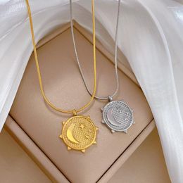 Pendant Necklaces Steel Moon Star Necklace Metal Fishing Wire Golden Irregular Curved Sun And Couple For Woman Designer Jewellery