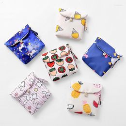 Storage Bags Cute Cartoon Sanitary Napkin Bag Cotton Cloth Portable Pads Feminine Menstruation