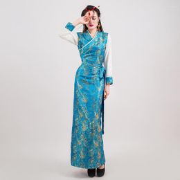 Ethnic Clothing Himalayan Mountains Women Tibetan Lhasa Trend Gown Andobala Long Sleeved Cotton Silk Brocade Tibet Robe