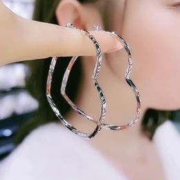 Hoop Earrings Simple Heart-Shaped Summer 2023 Japanese And Korean Trendy Women's Sterling Silver Needle