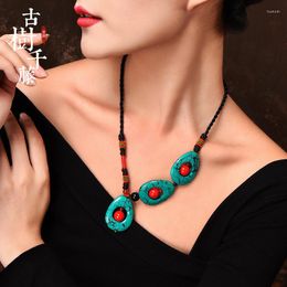 Chains Ethnic Style Necklace Pine Stone Collarbone Chain Hand-woven Ancient Fashion Short Pendant Accessories Female Wholesale
