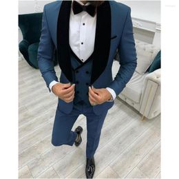 Men's Suits Double Breasted Vest Men 3 Pcs Black Shawl Lapel Tuxedos Terno Masculino Groom Wedding Prom Slim Blazer Jacket Pant