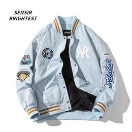 Mens Jackets American Street Bomber Jacket Autumn and Couples Embroidered Thickened Varsity Single Breasted Fashion 230810