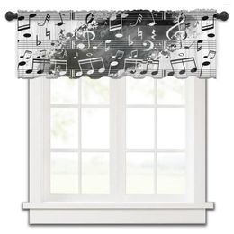 Curtain Musical Note Watercolor Black White Splash Kitchen Curtains Tulle Sheer Short Bedroom Living Room Decor Voile Drapes