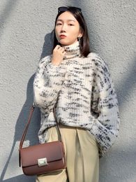 Women's Sweaters Women Sweater 2023 Fall Casual Mohair Wool Blend Turtleneck Knit Pullover