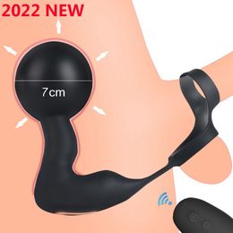 Anal Toys Remote Control Nirkabel Penyumbat Pantat Tiup Pria Pemijat Prostat Vibrator Dengan Cincin Penggetar Steker 230810