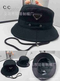Stingy Brim Hats designer New Correct Letter Triangle Mark Rope Band Fisherman Hat P Home Fashion Pot Silk Mesh Sunshade 5W6Q