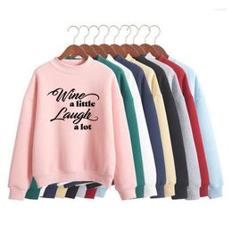 Women's Hoodies Wine A Little Laugh LOT Print Woman Sweatshirt Korean O-neck Knitted Pullovers Thick Autumn Candy Color Loose Women Clothing