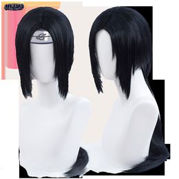 Cosplay Wigs Uchiha Itachi Cosplay Wig Itachi Uchiha Long Straight Black Heat Resistant Synthetic Hair Anime Cosplay Wigs Headband WigCap 230810