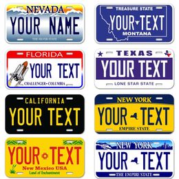 Your Text Tin Sign Custom Licence Plate United States Car Licence Plate Customised Text Personalised Name for USA Car Tags Man Cave Garage Home Wall Decor 30X15CM w01