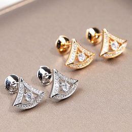 Stud High Quality 925 Sterling Silver Triangle Fan Shaped Skirt Earring's Fashion Temperament Party Gift Luxury Brand Jewellery 230811