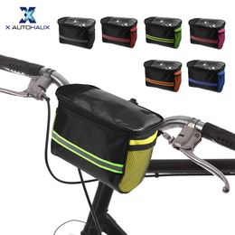 Panniers Bags X Autohaux Bike Handlebar Bag with Touch Screen Phone Holder 215x13x16cm Canvas Cycling Storage 7 Colours 230811