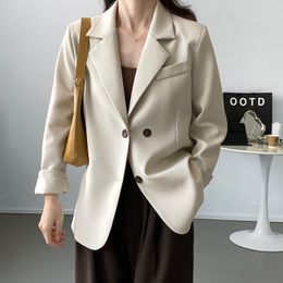 Women's Suits Blazers Button Back Split Silhouette Double Breasted Plus Blazer Beige Khaki Black Autumn Women Coat 230810