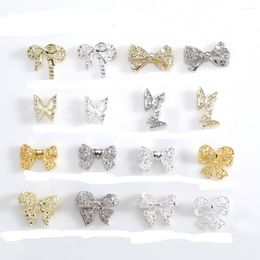 Nail Art Decorations 20pcs Silver Gold Metal Butterfly Charm 3D Alloy Bowknot Ribbon Butterflies Jewelry DIY Bows Accessories