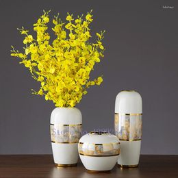 Vases Creativity Ceramic Vase Porcelain Golden Crafts Flower Arrangement Hydroponics Accessories Modern Home Decoration