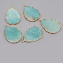 Pendant Necklaces 10PCS Wholesale Natural Semi-precious Stone Amazonite Drop-shaped MakingDIY Necklace Bracelet Jewelry Accessory Gift