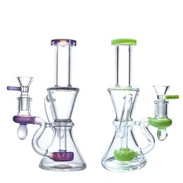 Wholesale 7 Inch Hookahs Heady Glass Bongs Klein Water Pipe With Showerhead Perc Recycler Fab Egg Percolator Oil Dab Rigs 14mm Female Joint 4mm Thick With Bowl