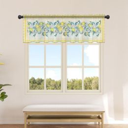 Curtain Idyllic Fruit Fresh Lemon Plaid Short Tulle Kitchen Small Sheer Living Room Home Decor Voile Drapes