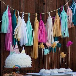 Decorative Flowers 10Pcs 2 Bags 35cm Tissue Paper Tassels Garland Wedding Decor Crafts Birthday Party Home Events Festive Supplies